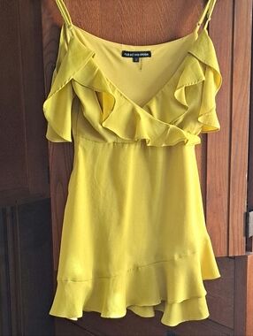 Naked Wardrobe Mojito Yellow Ruffle Mini Dress S